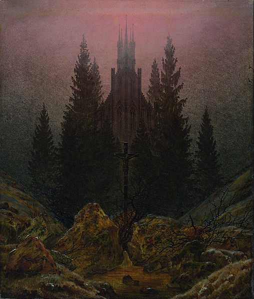 Oil on canvas, Cross and Cathedral in the Mountains, 1812, Casper David Friedrich