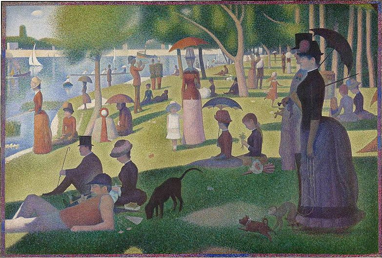 Oil on canvas, A Sunday Afternoon on the Island of La Grande Jatte, 1884-6, Georges Seurat