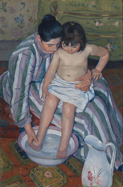 Oil on canvas, The Child’s Bath, 1893, Mary Cassatt
