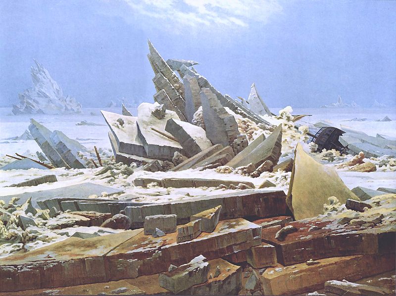 Oil on canvas, The Wreck of the Hope, aka The Sea of Ice, 1823, Casper David Friedrich