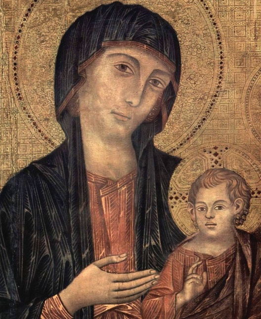 Cimabue, Madonna Enthroned, detail, 1280-90
