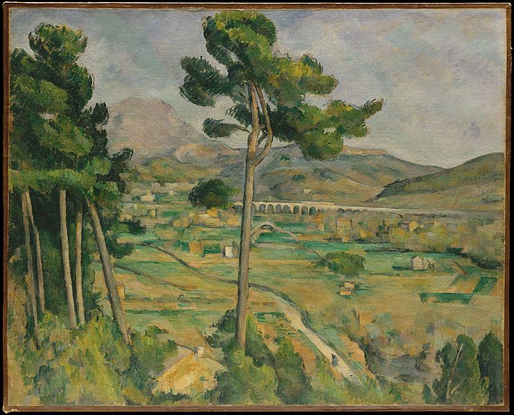 Oil on canvas, Mont Sainte-Victoire Mountain and the Viaduct of the Arc River Valley, 1882-85, Paul Cezanne