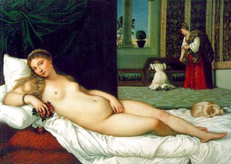 Oil on canvas, Venus of Urbino, 1538, Titian,