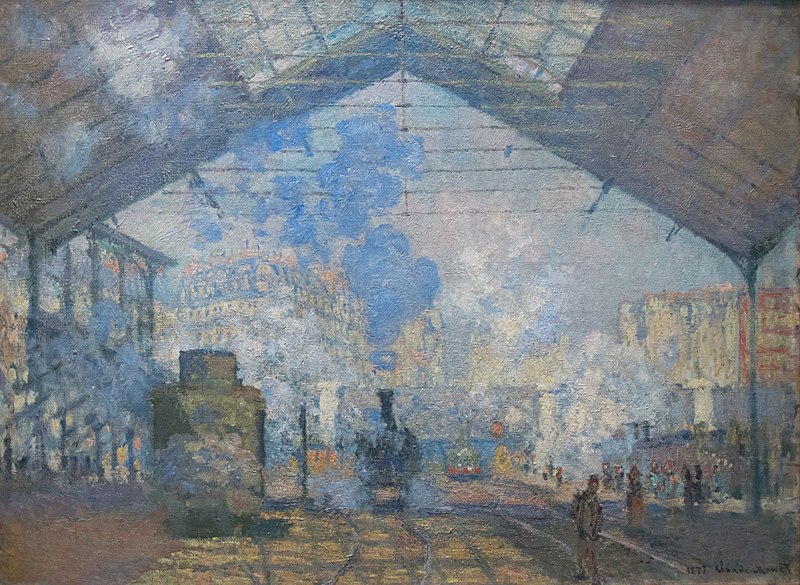 Oil on canvas, Gare San Lazare, arrival of a train, 1877, Claude Monet