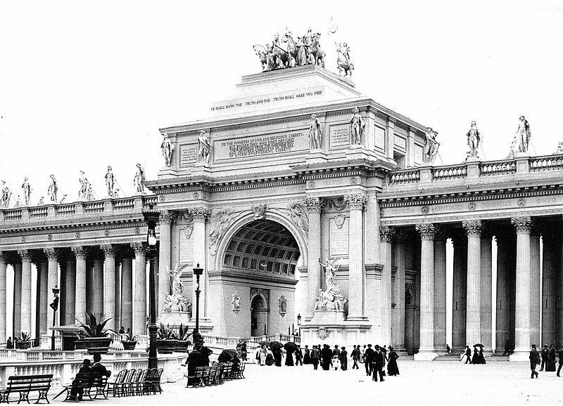 The Columbian Arch and Columbus Quadriga, Columbian Exposition, 1893, Chicago