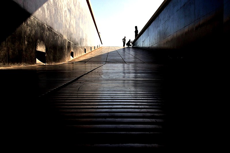 Oscar Niemeyer. Entrance ramp to Catedral de Brasilia (Cathedral of Brazil)