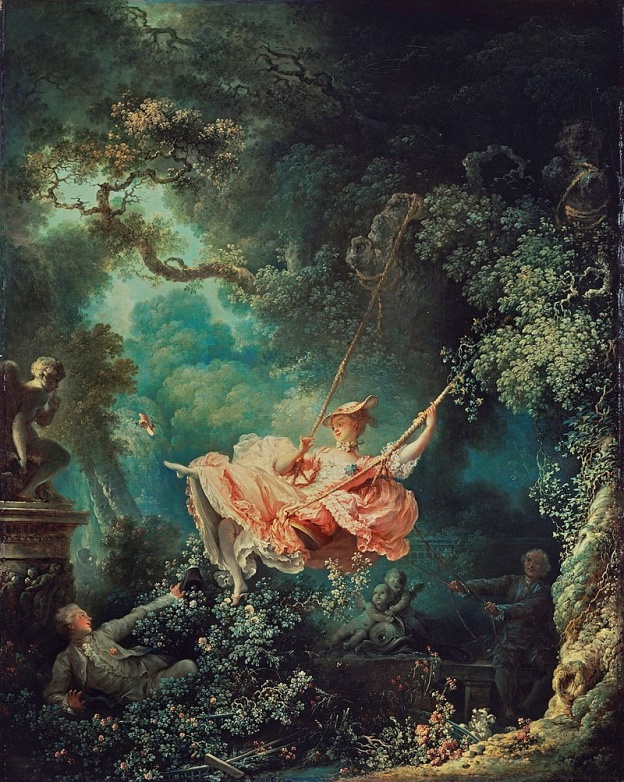 Jean-Honoré Fragonard, The Swing, 1767-68, oil on canvas, 32x25”, The Wallace Collection, London.