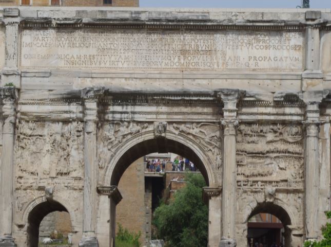 Arch of Septimus Severus, 203 C.E., white marble, Rome.