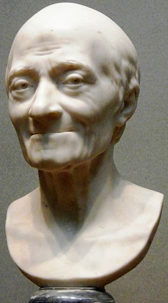 Jean-August Houdon, Voltaire, 1778, marble, 14 x 8 x 8”, National Gallery of Art, D.C.