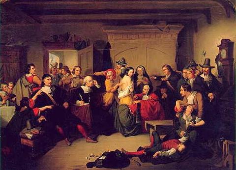 The Examination of a Witch by Matteson: 1853 painting by Thompkins H. Matteson, American painter.