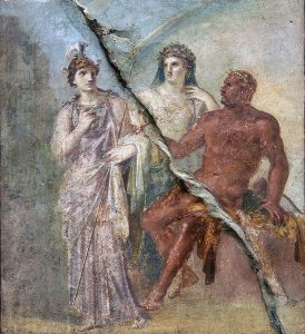 Hercules in Olympus with Juno and Minerva, fresco from Herculaneum, 1st century CE,