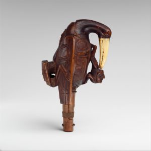 wooden raven rattle