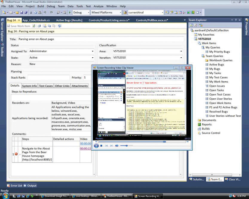 Screen shot of Microsoft's Visual Studio IDE